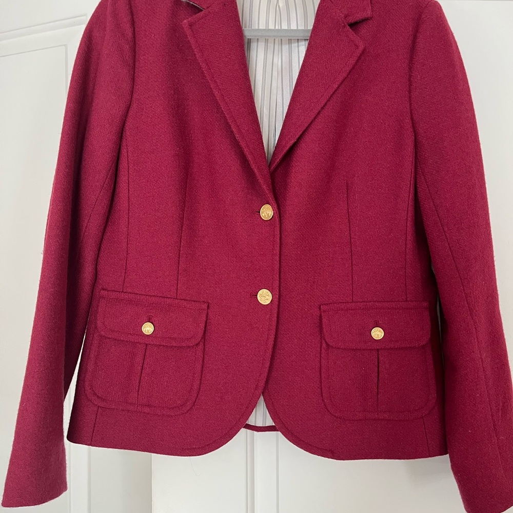 Brooks Brothers Women's Burgundy Blazer with Gold Buttons